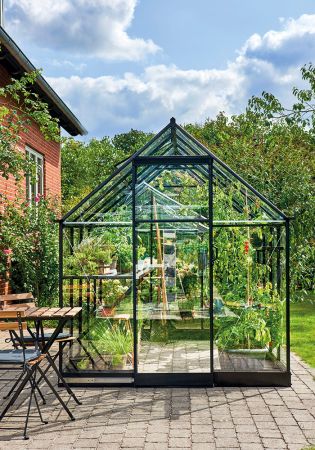 Växthus Halls Qube 6,4 m² säkerhetsglas, svart stomme