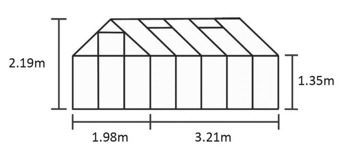 Kasvihuone Halls Qube 6,4 m² turvalasilla, musta runko