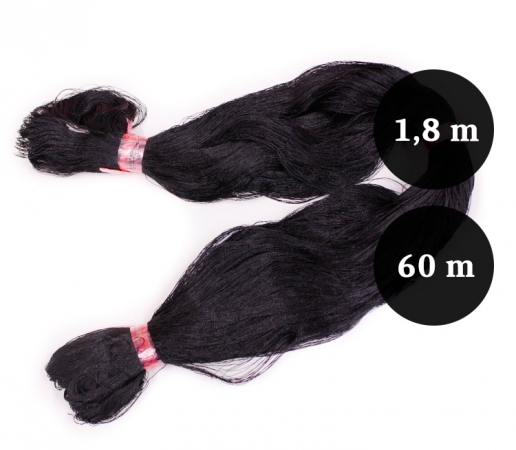Pietarin kierretty nailonverkkoliina musta 80mm 1,8m lanka  210D/2 pituus 60m 