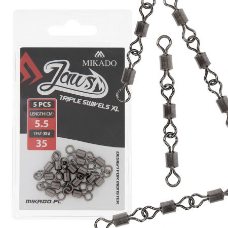 Stingerleikari Mikado Jaws Triple Swivels XL, 5 kpl