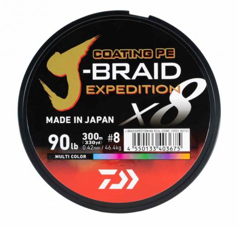 Flätlina J-Braid Expedition x8E 300 m, Multicolor, Daiwa