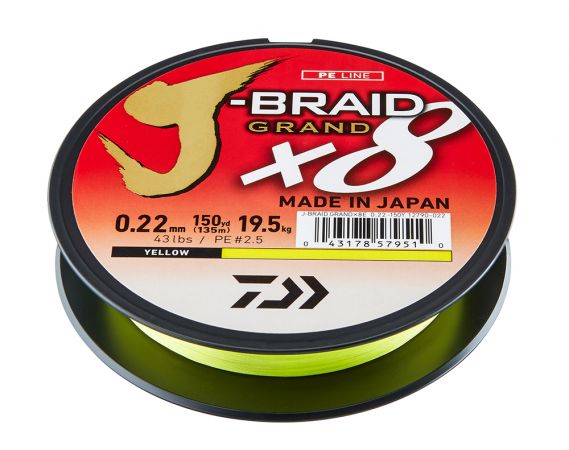 Flätlina J-Braid Grand X8, gul, Daiwa