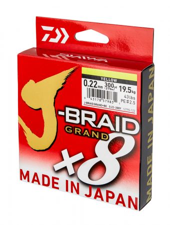 Kuitusiima J-Braid Grand X8, keltainen, Daiwa