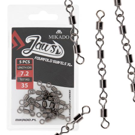Stingerleikari Mikado Jaws Fourfold Swivels XL, 5 kpl