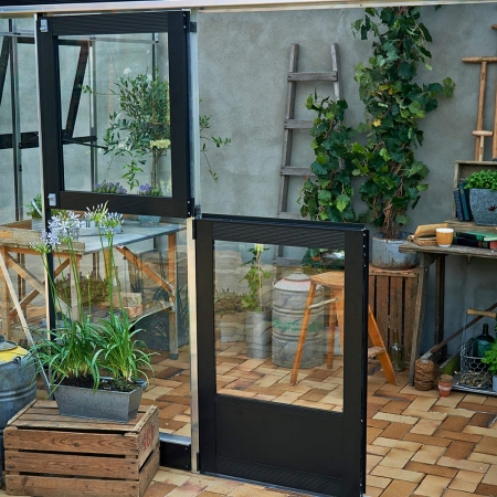 Växthus Juliana Veranda 6,6 m² säkerhetsglas, antracit/svart färg