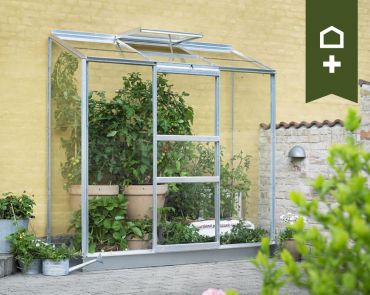 Halls Altan 1,3 m² glas -växthuspaket med socket till specialpris
