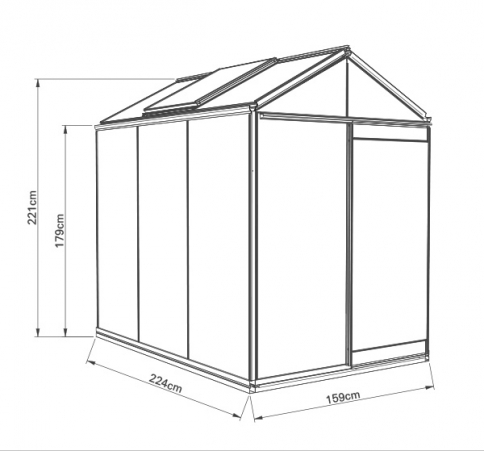 Växthus ACD Piccolo 3,6 m² 4mm säkerhetsglas, svart