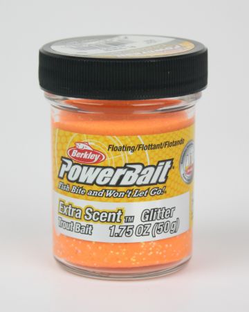 Syöttitahna Berkley PowerBait, Glitter (hile), Fluo Orange, 50 g