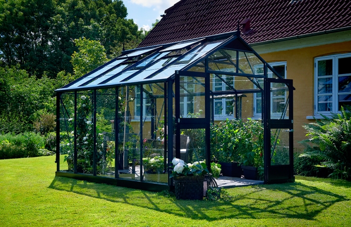 Växthus Juliana Premium 10,9 m² säkerhetsglas, antracit/svart färg
