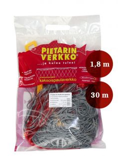 Fisknät 55mm 1,8m garn 0,20 längd 30m, röd, Pietari dubbelteln