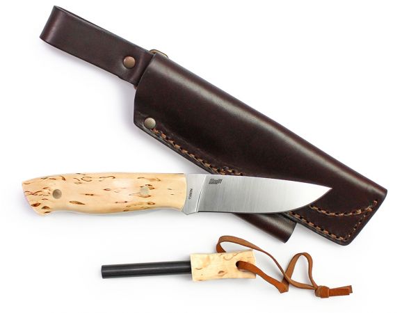 Kniv Brisa Trapper 95 Firesteel, Curly Birch