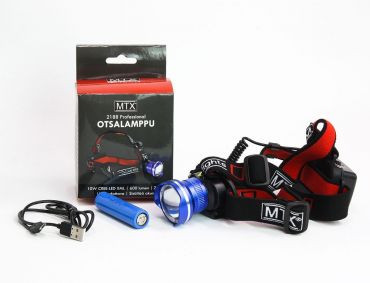 Otsalamppu MTX 2188 600lm ladattava