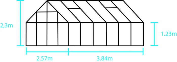 Växthus Halls Universal 9,9 m² med grön stomme och isolerplast