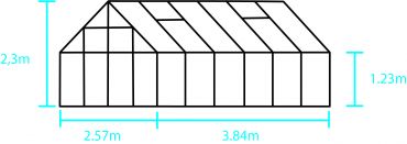 Växthus Halls Universal 9,9 m² med grön stomme och glas